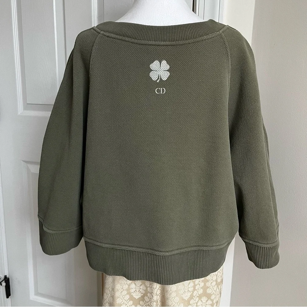 Christian Dior Green Lucky Cropped Sweatshirt CD Logo Monogram With Bee 34 2 XS
